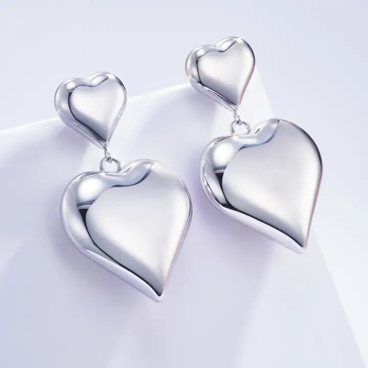 Big hearts oorbellen zilverkleurig