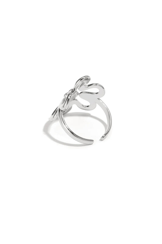 Strassy Flower ring zilver