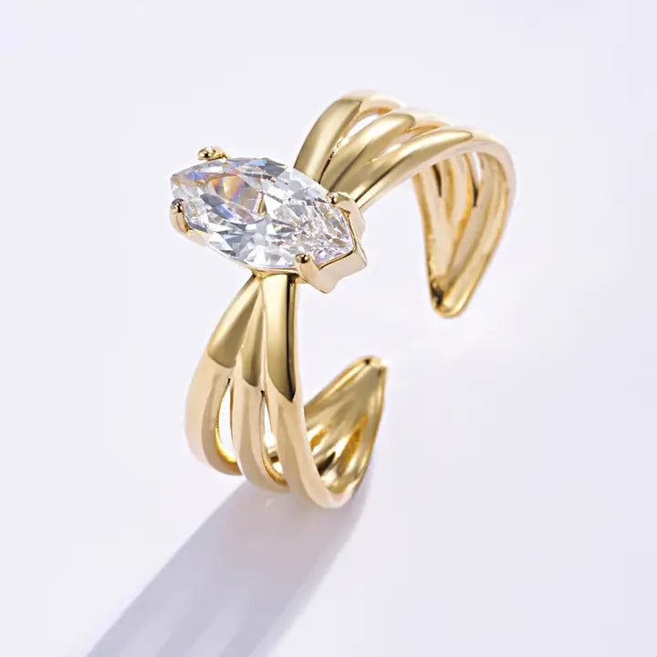Ring met grote strass steen