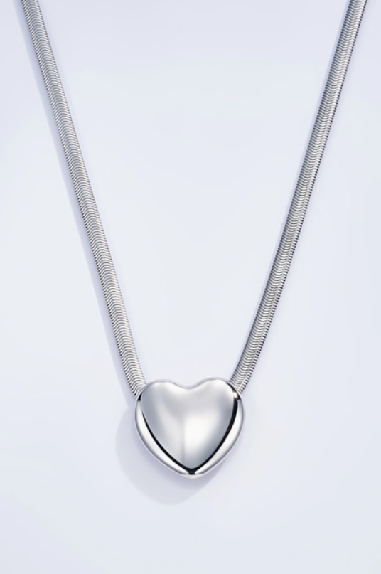 Big heart ketting zilver