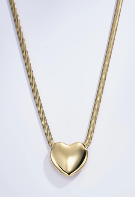 Big heart ketting goud