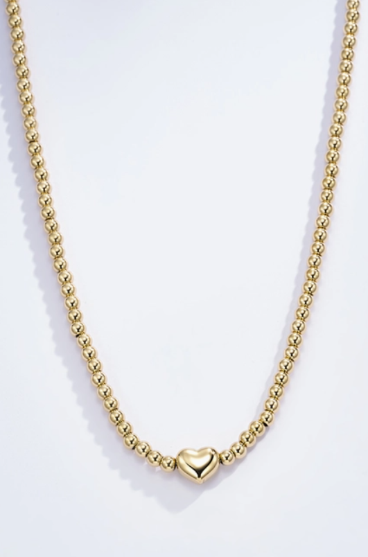 Bolletjes ketting small met hartje goud