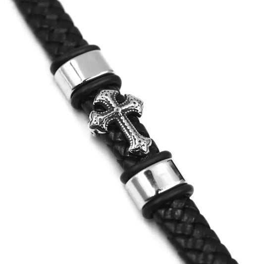 Leren Cross armband