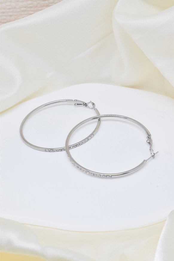 Basic strass creool zilverkleurig