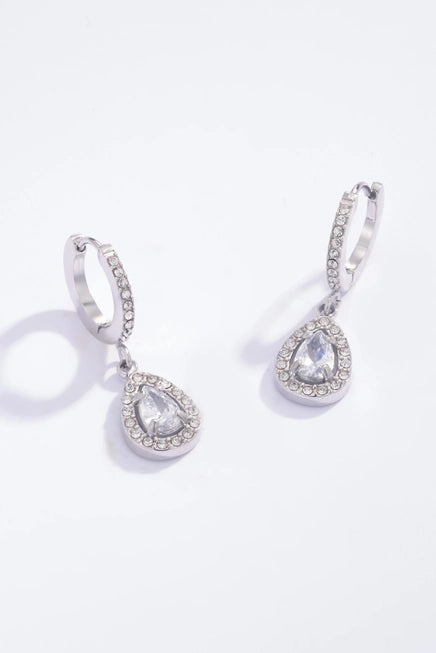 Small strass oordruppels zilverkleurig