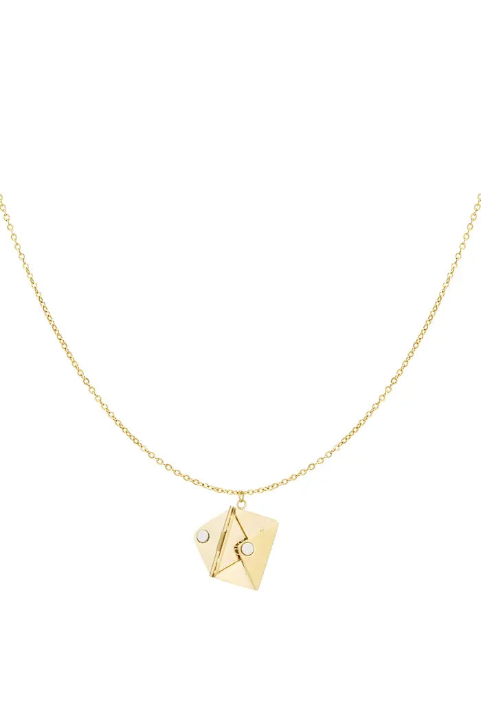 Envelop ketting met boodschap goud