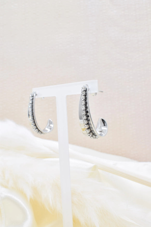 Strass oorbellen zilverkleurig