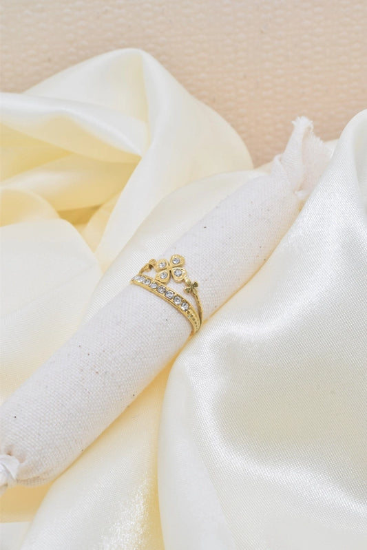 Ring met klavertje en strass