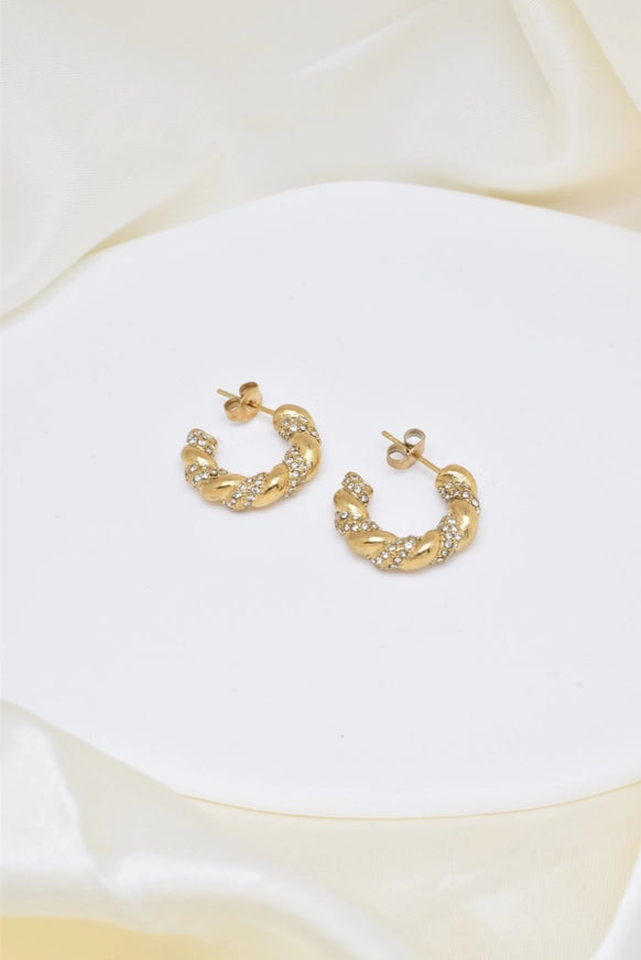 Mini strass hoops goudkleurig