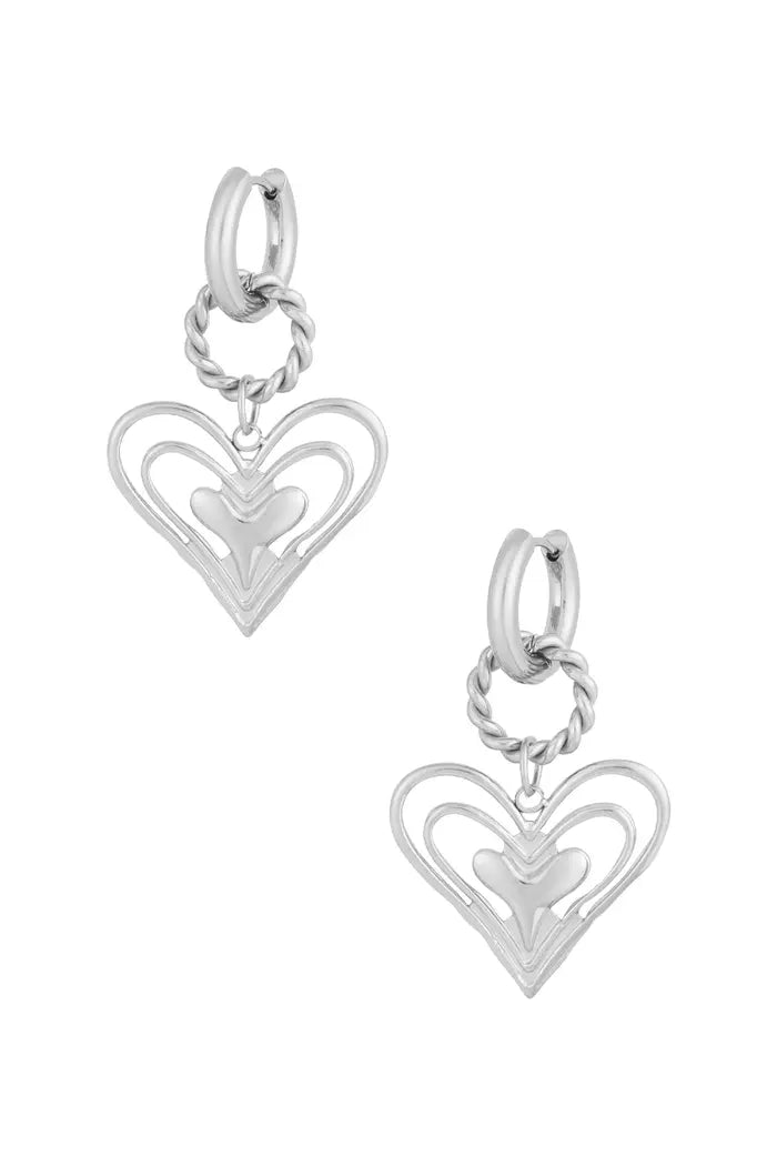 Open hartjes oorbellen zilver