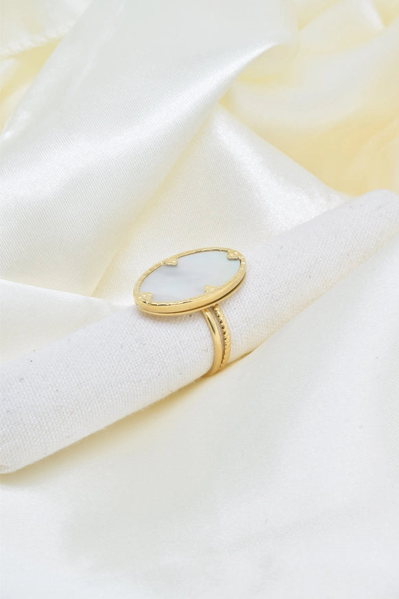 Ring met parelmoer vlak