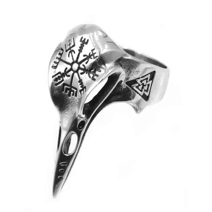 Raven skull ring