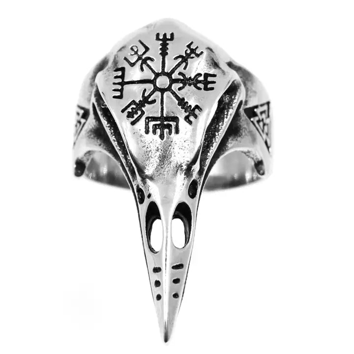 Raven skull ring