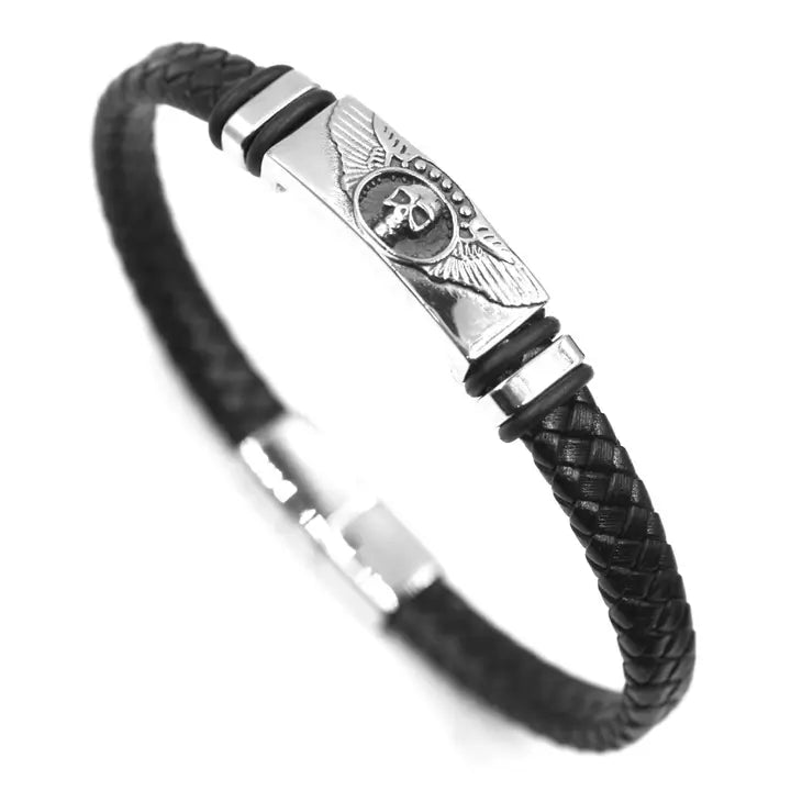 Leren schedelarmband