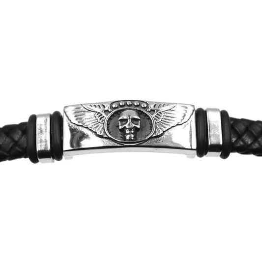 Leren schedelarmband