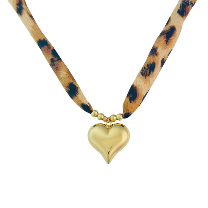 Statement heart bandana ketting
