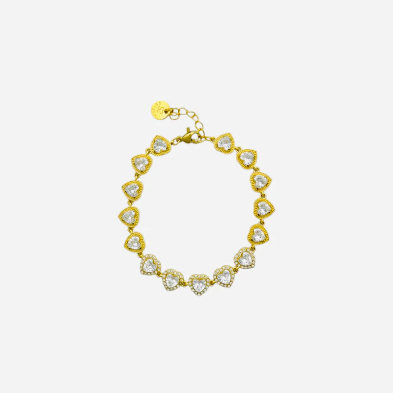 Statement hartjes met strass armband