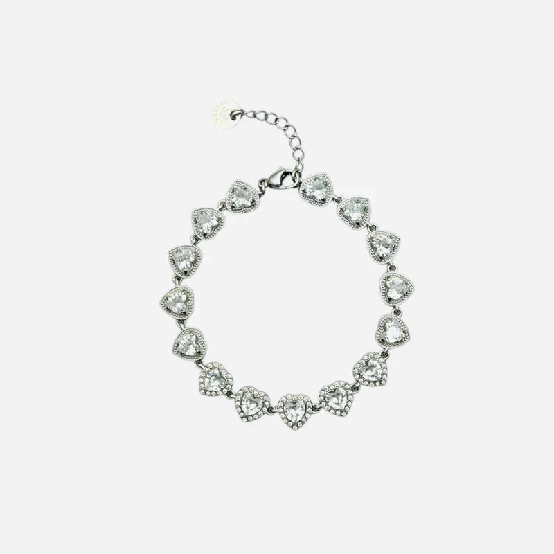 Statement hartjes met strass armband