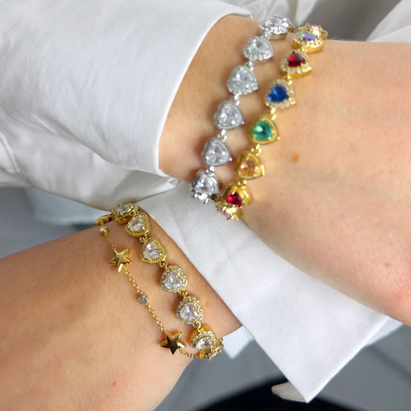 Statement hartjes met strass armband