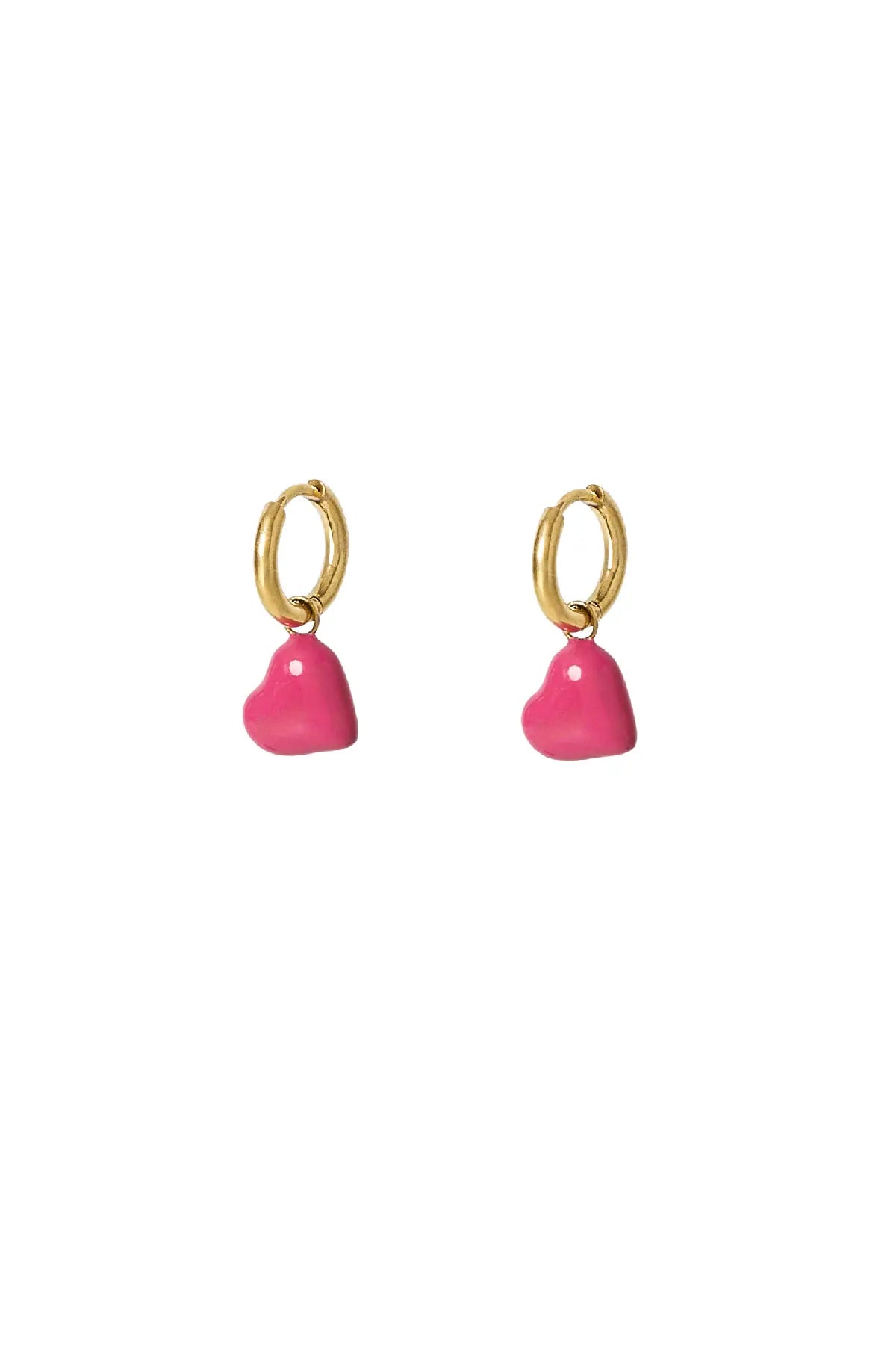 Hartjes oorbellen klein Fuchsia