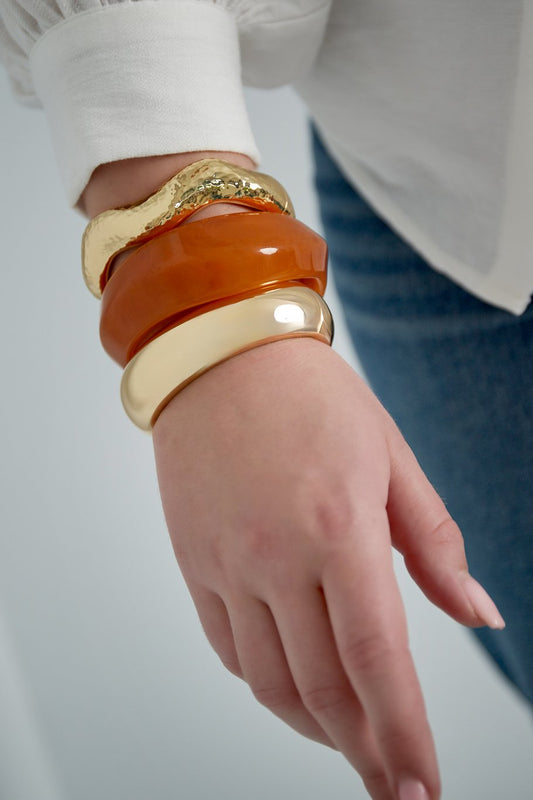 Gladde statement armband goudkleurig