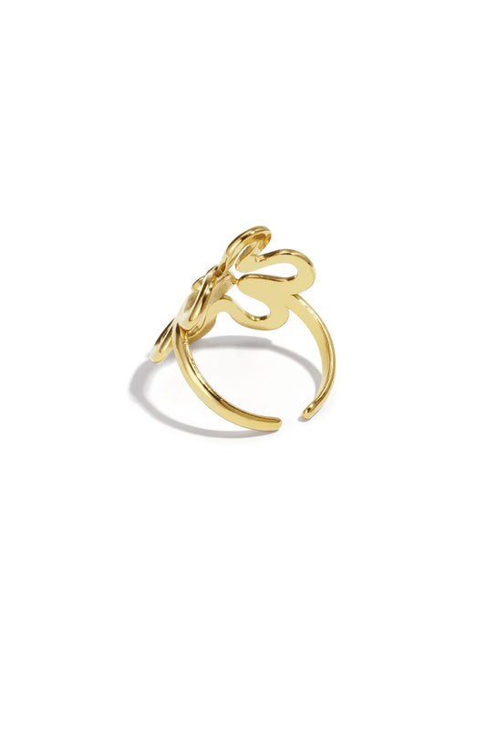 Strassy Flower ring goud
