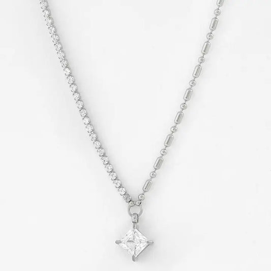 Strass ketting met grote steen
