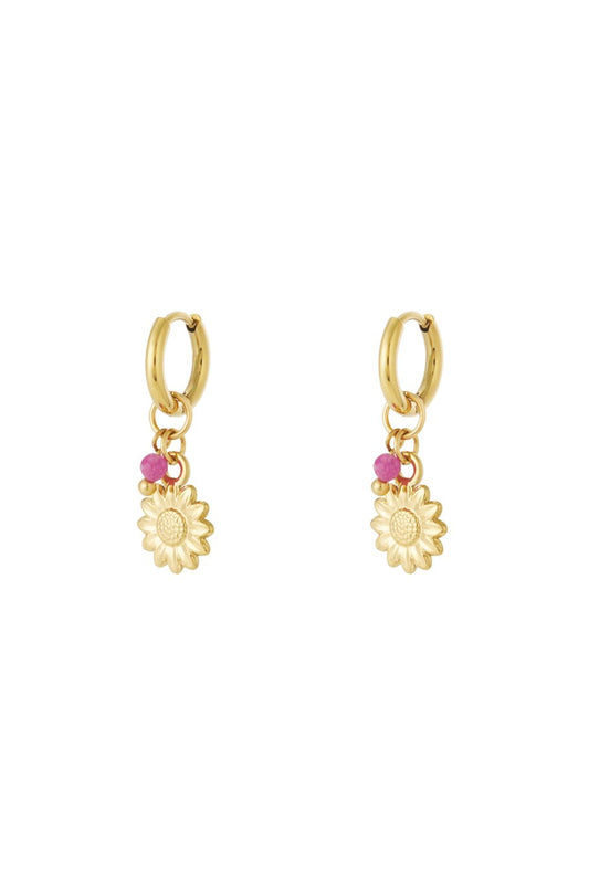 Flower Power oorbellen Fuchsia