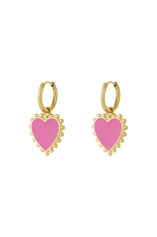 Funky Heart oorbellen Fuchsia