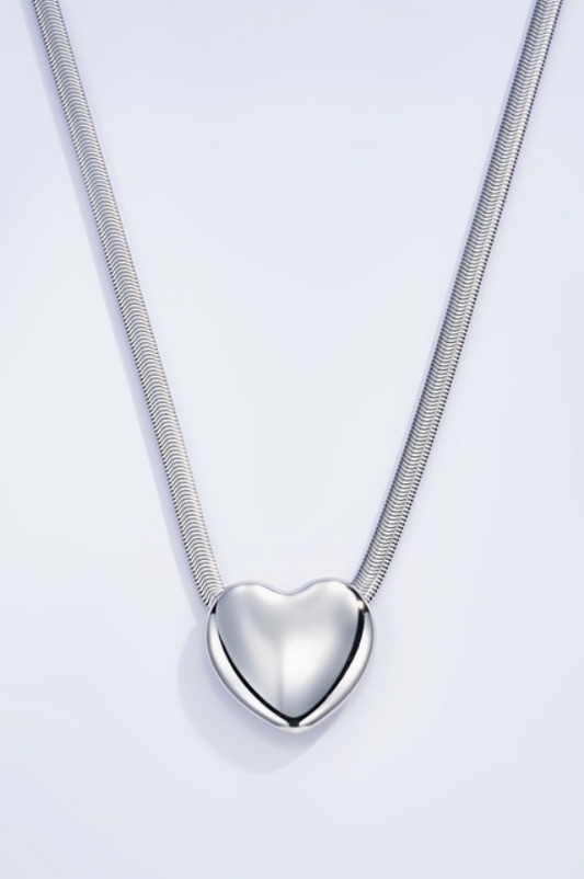 Big heart ketting zilver