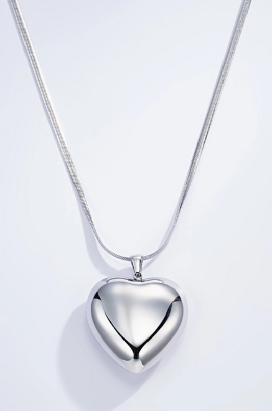 Charming heart met platte ketting zilver