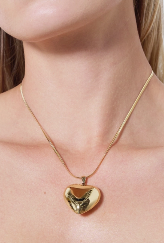Charming heart met platte ketting goud