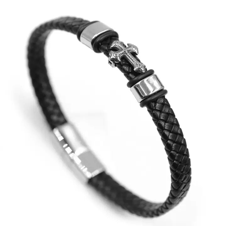 Leren Cross armband