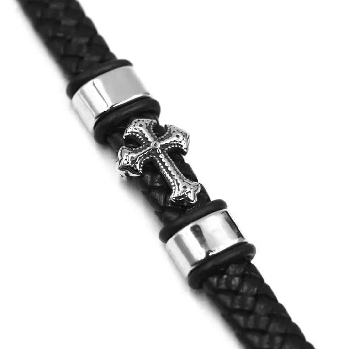 Leren Cross armband
