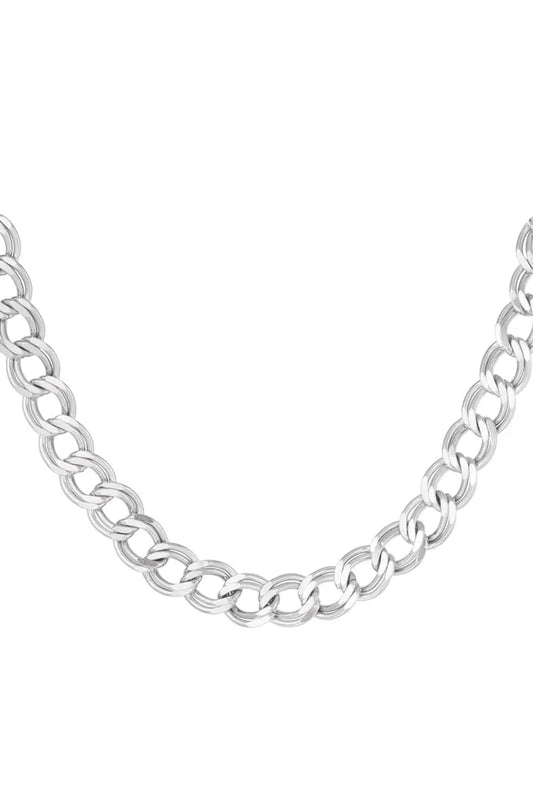 Brede schakelketting zilver