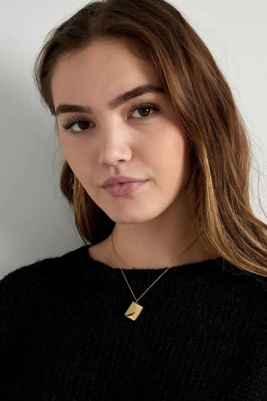 Envelop ketting met boodschap goud