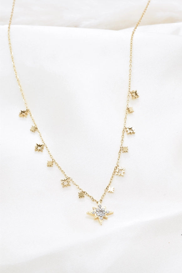 Ketting met strass sterretjes goudkleurig