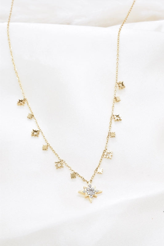 Ketting met strass sterretjes goudkleurig