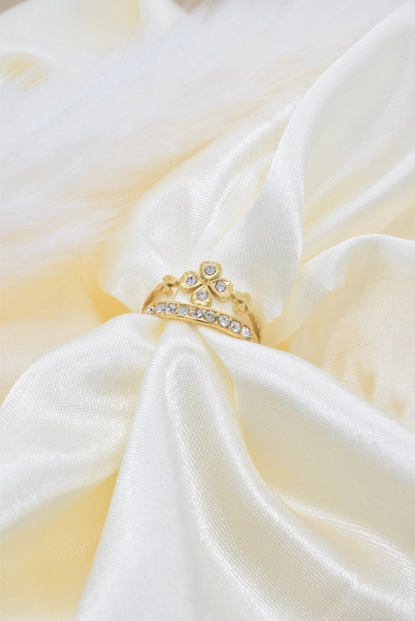 Ring met klavertje en strass