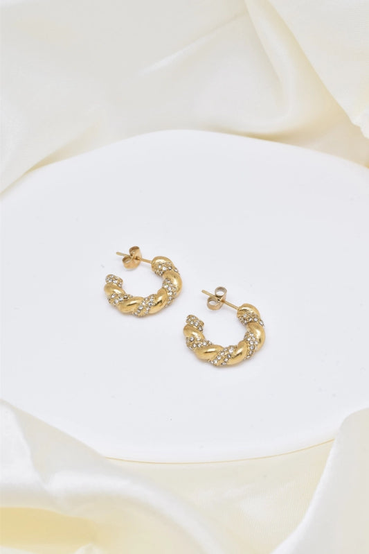 Mini strass hoops goudkleurig