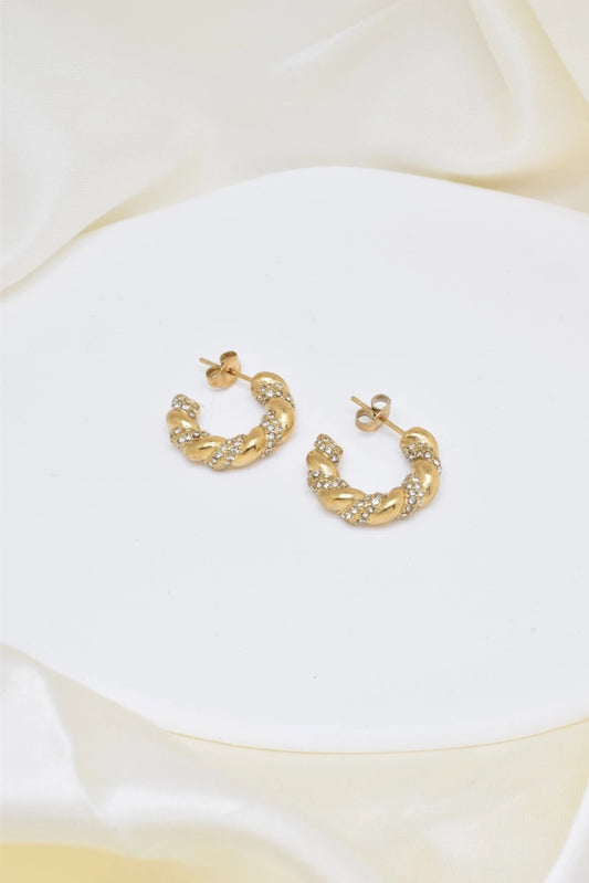 Mini strass hoops goudkleurig
