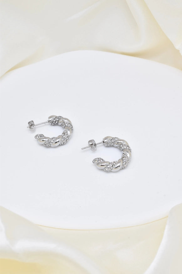 Mini strass hoops zilverkleurig