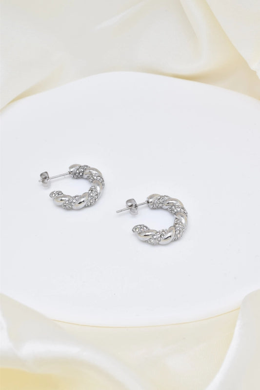 Mini strass hoops zilverkleurig