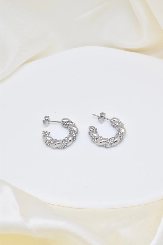 Mini strass hoops zilverkleurig