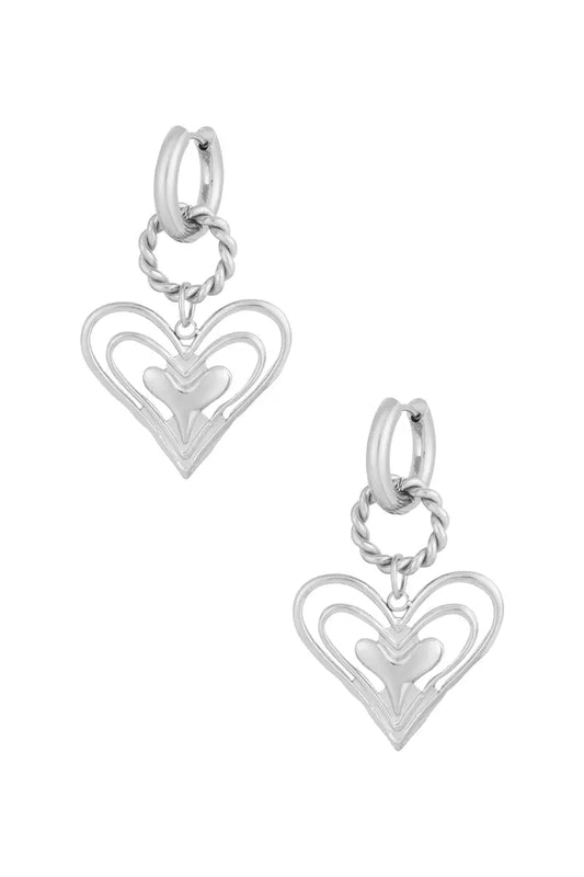 Open hartjes oorbellen zilver